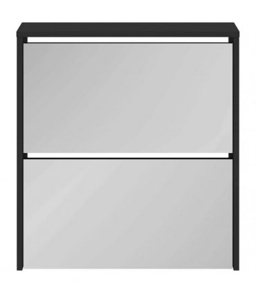vidaXL Shoe Cabinet with Mirror 2-Layer Black 63x17x67 cm