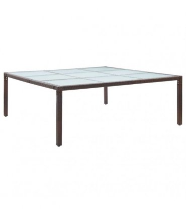 vidaXL Garden Dining Table Brown 200x200x74 cm Poly Rattan