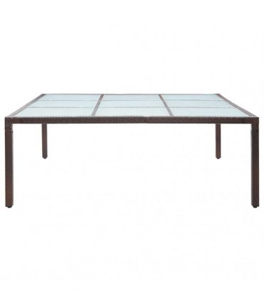 vidaXL Garden Dining Table Brown 200x200x74 cm Poly Rattan