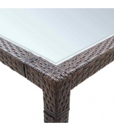 vidaXL Garden Dining Table Brown 200x200x74 cm Poly Rattan