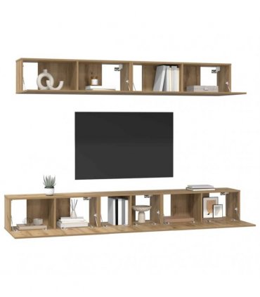 vidaXL TV Cabinet Set Wall-mounted 5 pcs Artisan Oak Engineered Wood