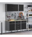 vidaXL Work Cabinet with Drawer 8 pcs Black Engineered Wood and Steel