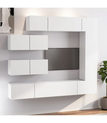 vidaXL Tv Cabinet Set | Set of 7 | White | Engineered Wood | Medium to Large