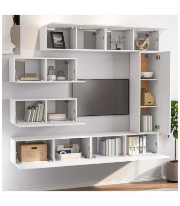 vidaXL Tv Cabinet Set | Set of 7 | White | Engineered Wood | Medium to Large