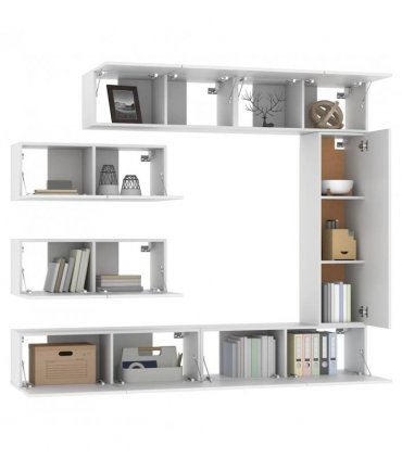 vidaXL Tv Cabinet Set | Set of 7 | White | Engineered Wood | Medium to Large