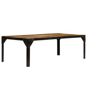 vidaXL Coffee Table Solid Rough Mango Wood and Steel 110 cm