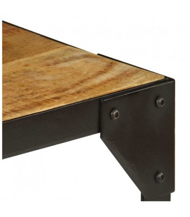 vidaXL Coffee Table Solid Rough Mango Wood and Steel 110 cm