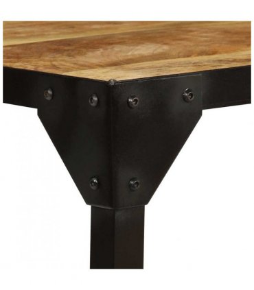 vidaXL Coffee Table Solid Rough Mango Wood and Steel 110 cm