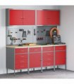 vidaXL Work Cabinet with Drawer 10 pcs Red Engineered Wood and Steel