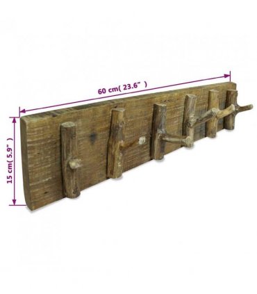 vidaXL Coat Rack Mixed Recycled Wood 60x15 cm
