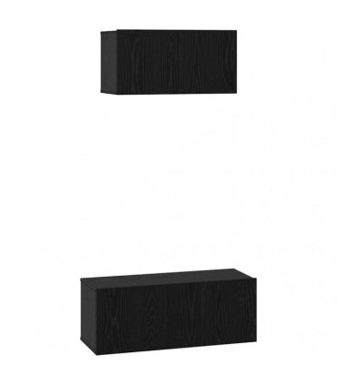 vidaXL TV Cabinet Set Wall-mounted 2 pcs Black Oak Engineered Wood