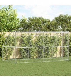 vidaXL Dog Kennel 2 pcs Silver 4 x 2 x 2 m Galvanised steel
