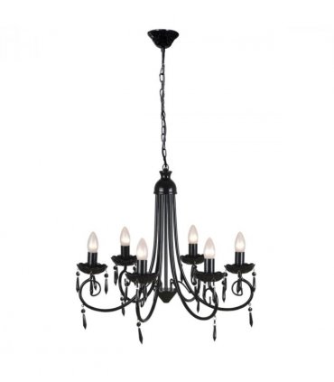 Pendant Ceiling Lamp Elegant Chandelier Black 6 Bulb Sockets