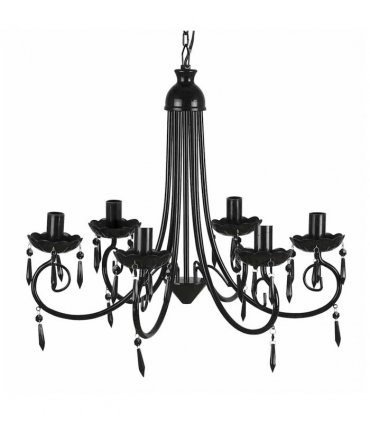 Pendant Ceiling Lamp Elegant Chandelier Black 6 Bulb Sockets