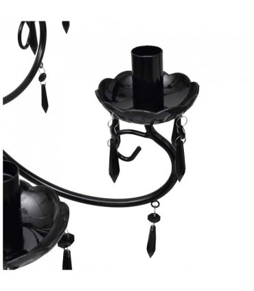 Pendant Ceiling Lamp Elegant Chandelier Black 6 Bulb Sockets