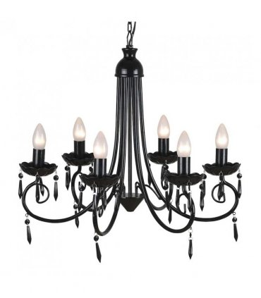 Pendant Ceiling Lamp Elegant Chandelier Black 6 Bulb Sockets