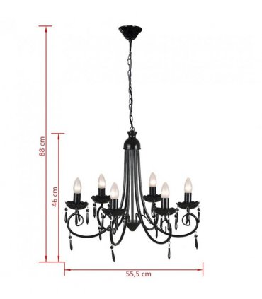 Pendant Ceiling Lamp Elegant Chandelier Black 6 Bulb Sockets