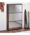 vidaXL Shoe Cabinet with Mirror 3-Layer Smoked Oak 63x17x102.5 cm