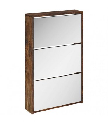 vidaXL Shoe Cabinet with Mirror 3-Layer Smoked Oak 63x17x102.5 cm