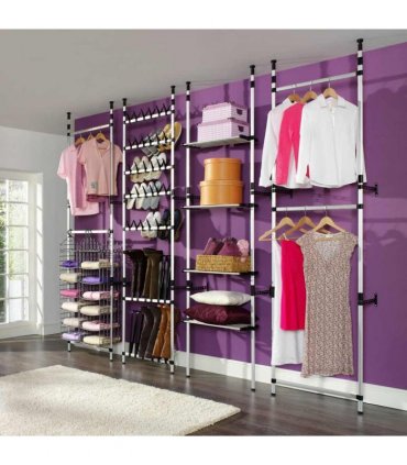 vidaXL Telescopic Shoe Rack with Rods Aluminium