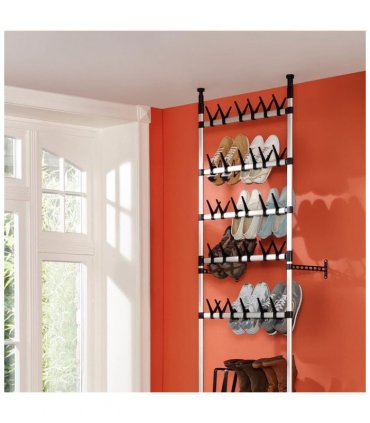 vidaXL Telescopic Shoe Rack with Rods Aluminium