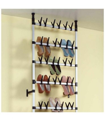vidaXL Telescopic Shoe Rack with Rods Aluminium