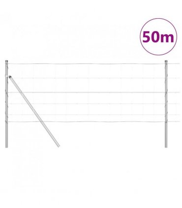 vidaXL Ground Fix Welded Wire Fence 50 x 0.8 m Galvanised Steel Silver