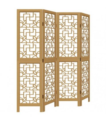 vidaXL Room Divider 4 Panels Brown Solid Wood Paulownia
