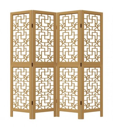 vidaXL Room Divider 4 Panels Brown Solid Wood Paulownia