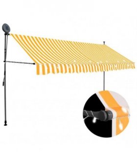 vidaXL Manual Retractable Awning with LED 350 cm White and Orange