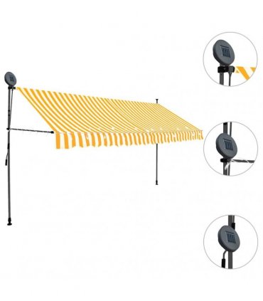 vidaXL Manual Retractable Awning with LED 350 cm White and Orange