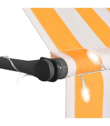 vidaXL Manual Retractable Awning with LED 350 cm White and Orange