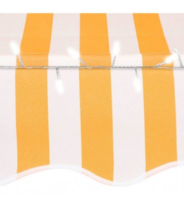 vidaXL Manual Retractable Awning with LED 350 cm White and Orange