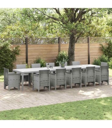 vidaXL Garden Table Light Grey 400 x 100 x 73 cm Poly Rattan