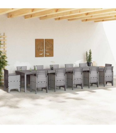 vidaXL Garden Table Light Grey 400 x 100 x 73 cm Poly Rattan