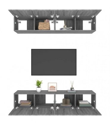 vidaXL TV Cabinets 4 pcs Grey Sonoma 80x30x30 cm Engineered Wood