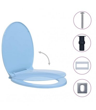 vidaXL Soft-Close Toilet Seat Quick Release Blue Oval