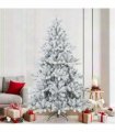 vidaXL Artificial Hinged Christmas Tree Snow Flocked White 210 cm