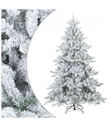 vidaXL Artificial Hinged Christmas Tree Snow Flocked White 210 cm