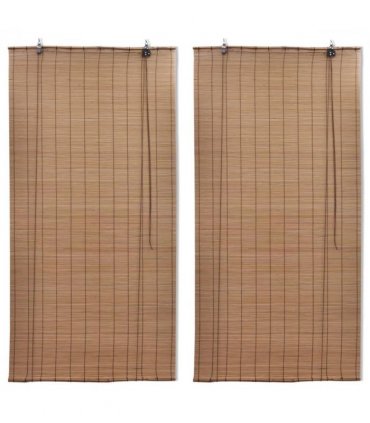 vidaXL Bamboo Roller Blinds 2 pcs 150 x 220 cm Brown