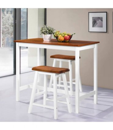 vidaXL Bar Table and Stool Set 3 Pieces Solid Wood