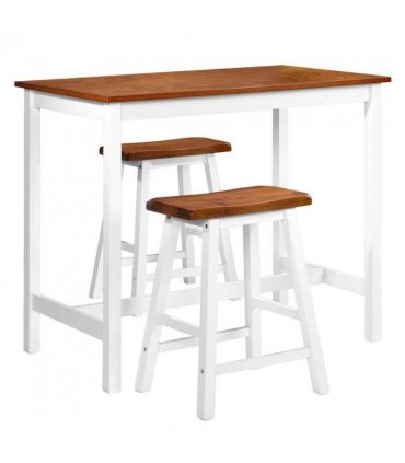 vidaXL Bar Table and Stool Set 3 Pieces Solid Wood