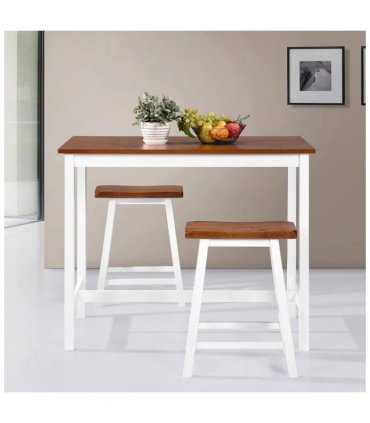 vidaXL Bar Table and Stool Set 3 Pieces Solid Wood
