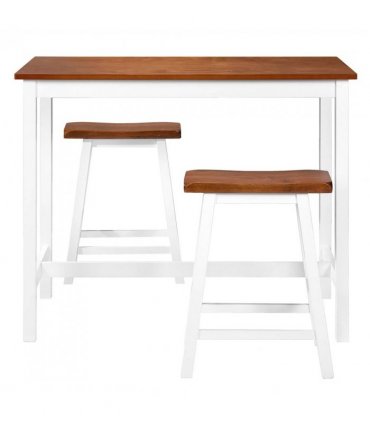 vidaXL Bar Table and Stool Set 3 Pieces Solid Wood