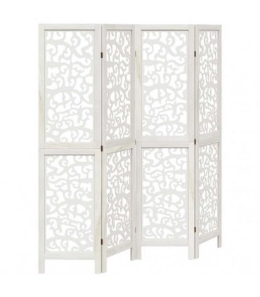 vidaXL Room Divider 4 Panels White Solid Wood Paulownia