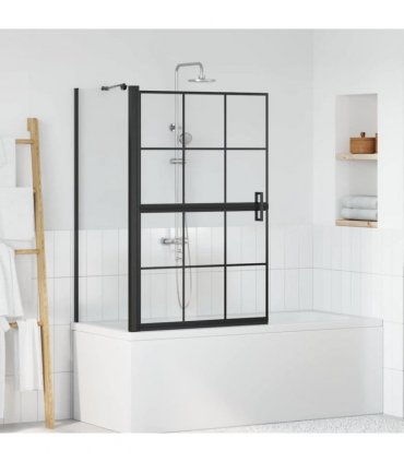 vidaXL Bath Shower Screen Black and Transparent 80 x 68 x 128 cm