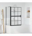 vidaXL Bath Shower Screen Black and Transparent 80 x 68 x 128 cm