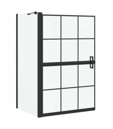 vidaXL Bath Shower Screen Black and Transparent 80 x 68 x 128 cm