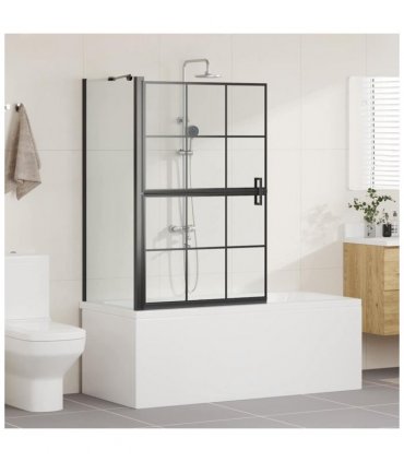 vidaXL Bath Shower Screen Black and Transparent 80 x 68 x 128 cm