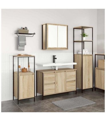 vidaXL Bathroom Furniture Set with Drawer 3 pcs Sonoma oak and Black